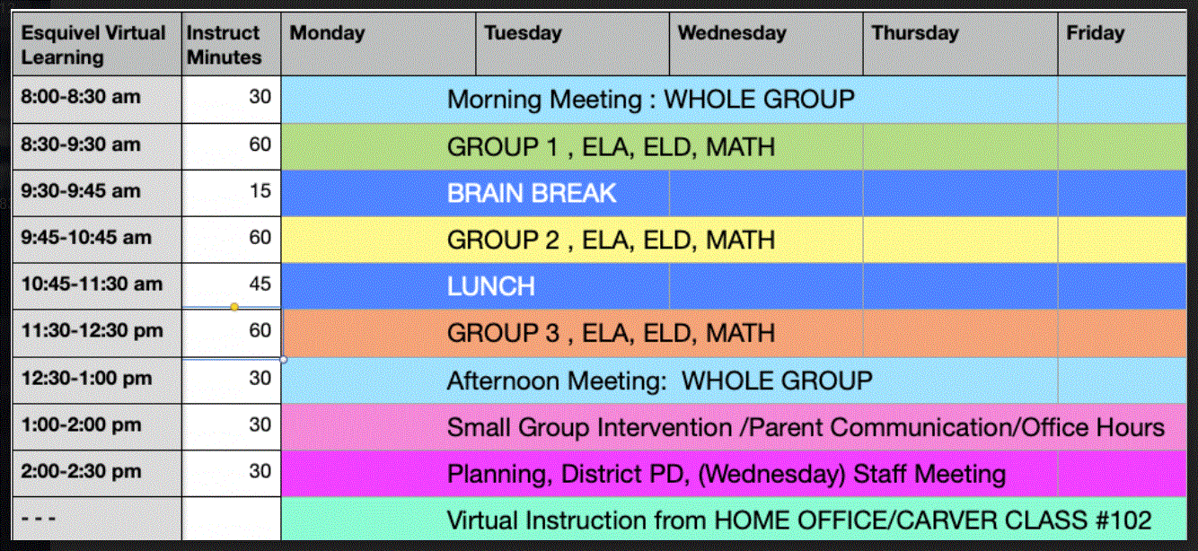 Esquivel Schedule 